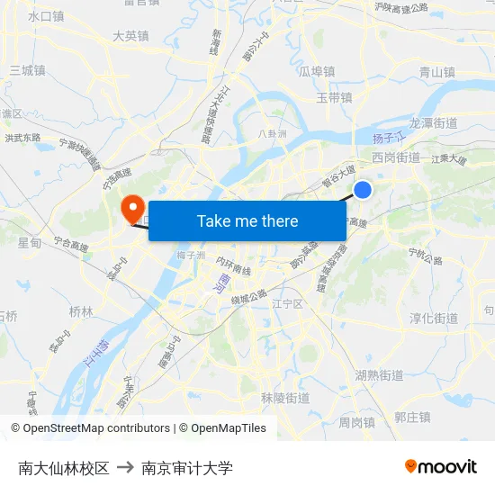 南大仙林校区 to 南京审计大学 map