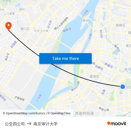 公交四公司 to 南京审计大学 map