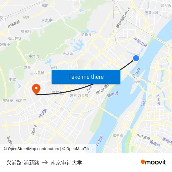 兴浦路·浦新路 to 南京审计大学 map