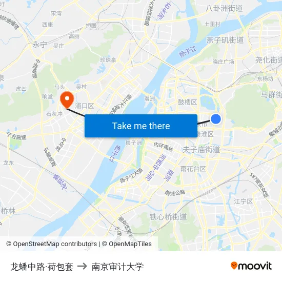 龙蟠中路·荷包套 to 南京审计大学 map