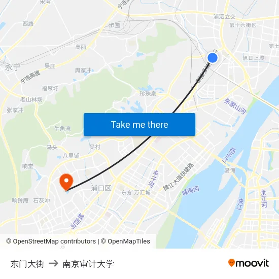 东门大街 to 南京审计大学 map