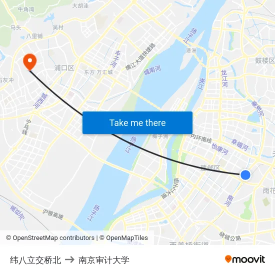 纬八立交桥北 to 南京审计大学 map