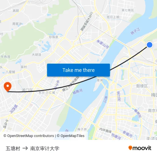 五塘村 to 南京审计大学 map