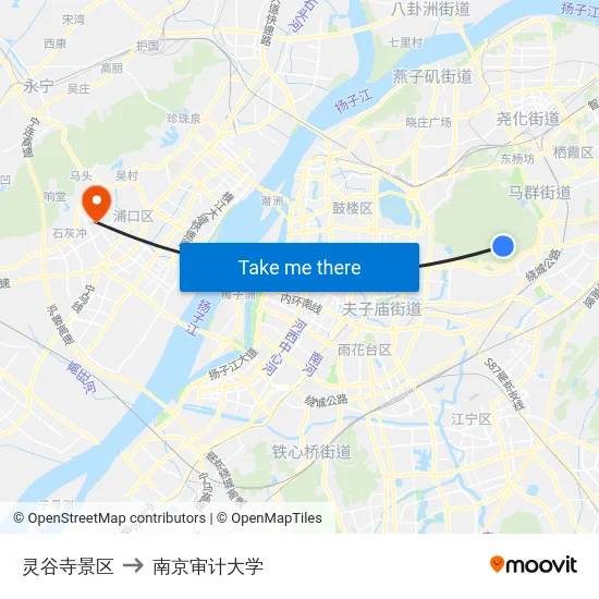 灵谷寺景区 to 南京审计大学 map