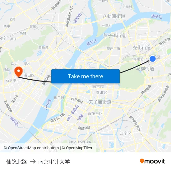 仙隐北路 to 南京审计大学 map