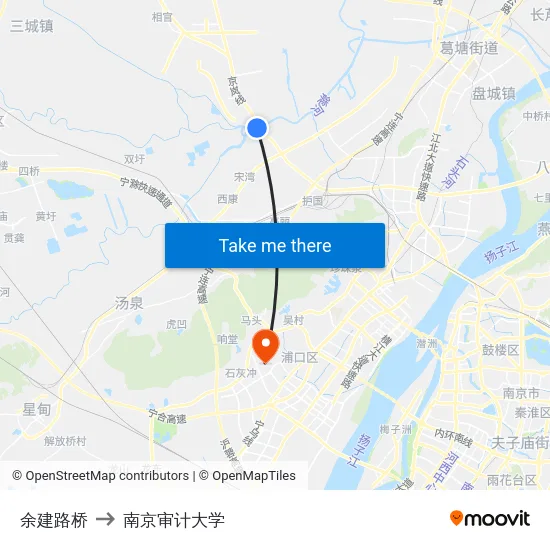 余建路桥 to 南京审计大学 map