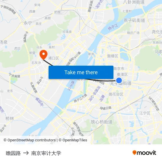 瞻园路 to 南京审计大学 map