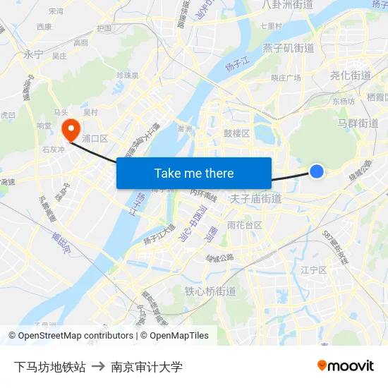 下马坊地铁站 to 南京审计大学 map