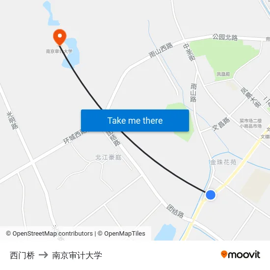 西门桥 to 南京审计大学 map