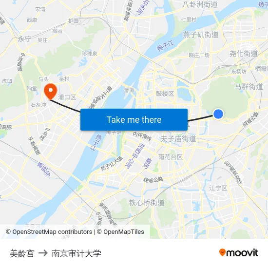 美龄宫 to 南京审计大学 map