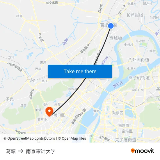 葛塘 to 南京审计大学 map