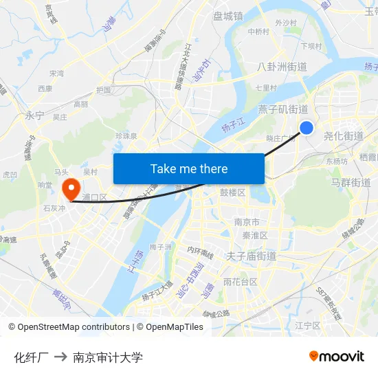 化纤厂 to 南京审计大学 map