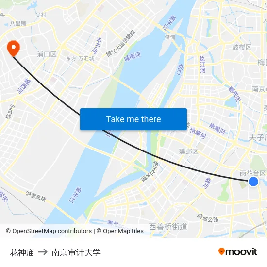 花神庙 to 南京审计大学 map