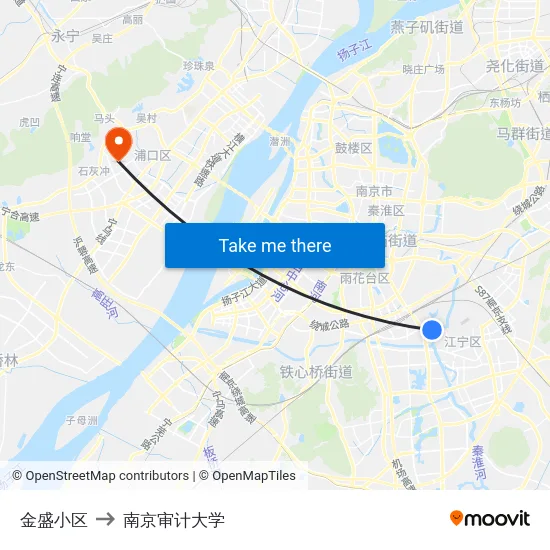 金盛小区 to 南京审计大学 map