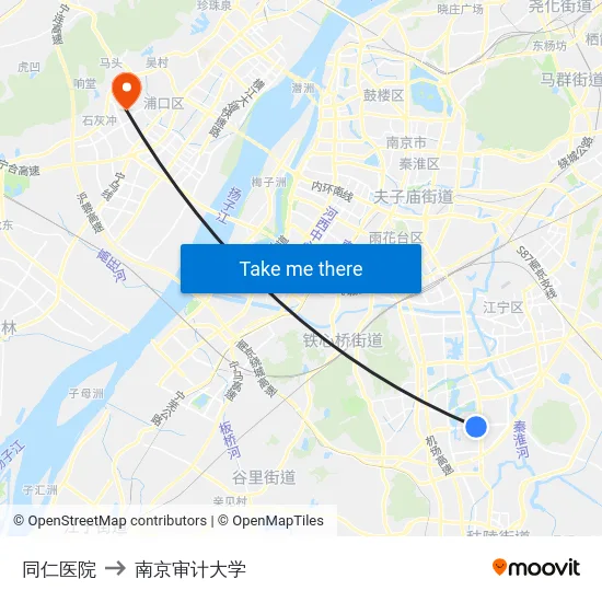 同仁医院 to 南京审计大学 map