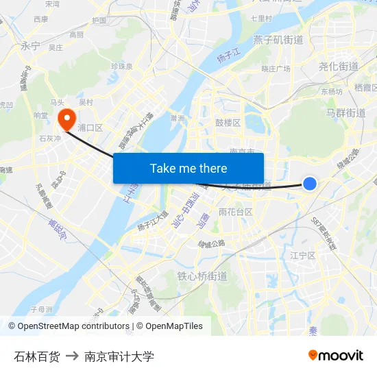 石林百货 to 南京审计大学 map