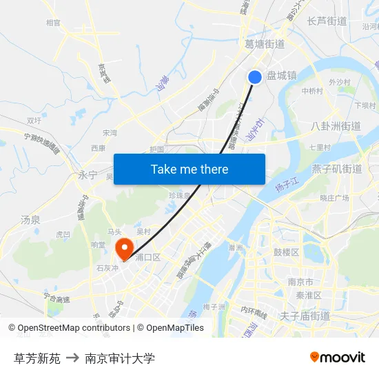 草芳新苑 to 南京审计大学 map