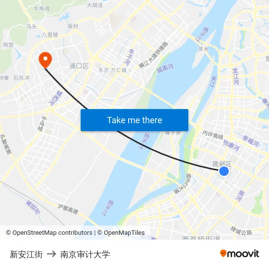 新安江街 to 南京审计大学 map