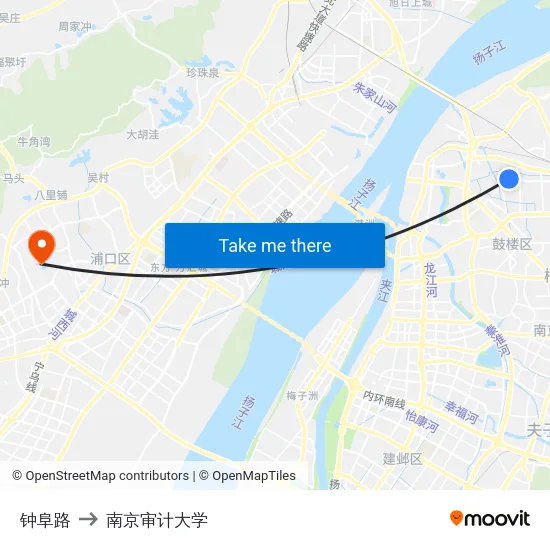 钟阜路 to 南京审计大学 map