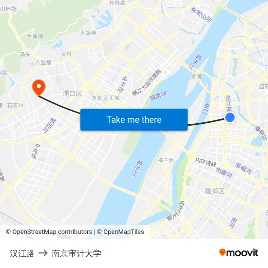 汉江路 to 南京审计大学 map