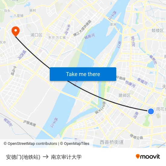 安德门(地铁站) to 南京审计大学 map