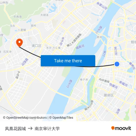凤凰花园城 to 南京审计大学 map