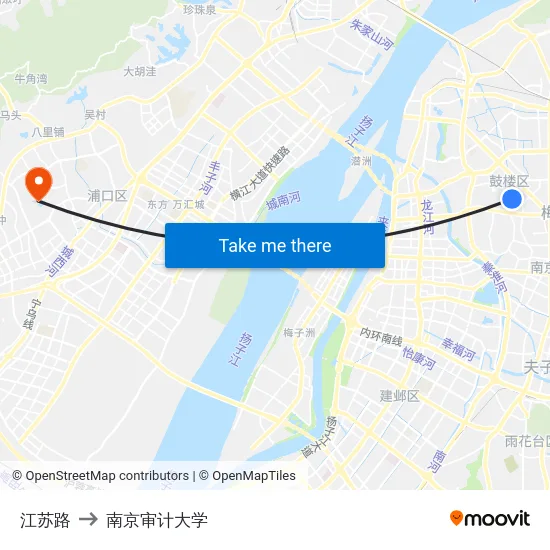江苏路 to 南京审计大学 map