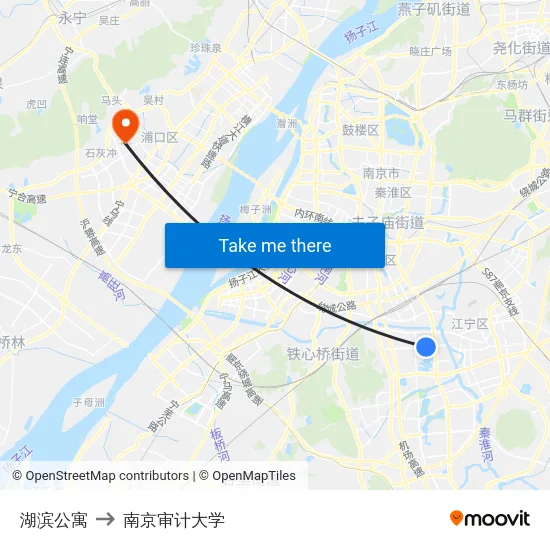湖滨公寓 to 南京审计大学 map