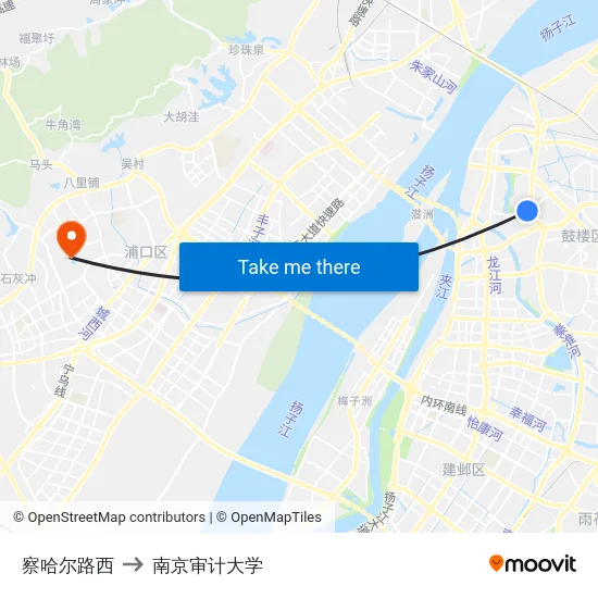察哈尔路西 to 南京审计大学 map