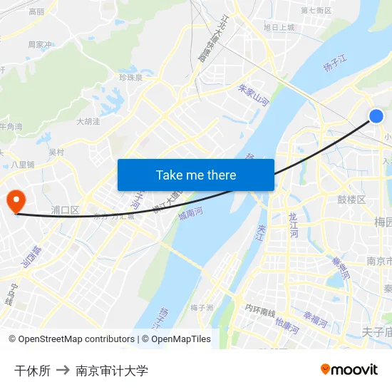 干休所 to 南京审计大学 map