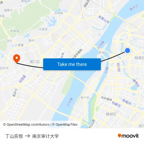 丁山宾馆 to 南京审计大学 map