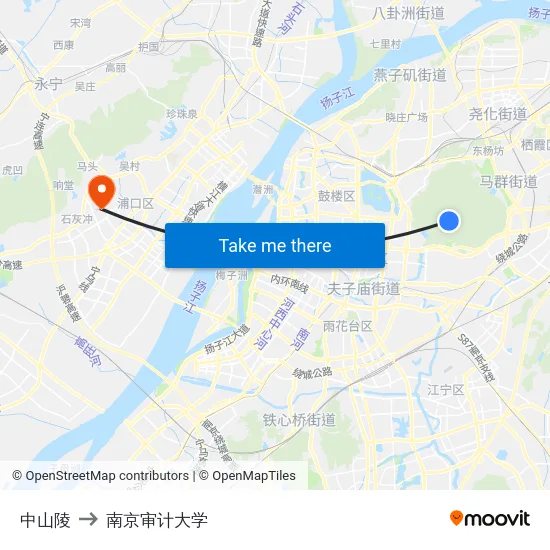 中山陵 to 南京审计大学 map
