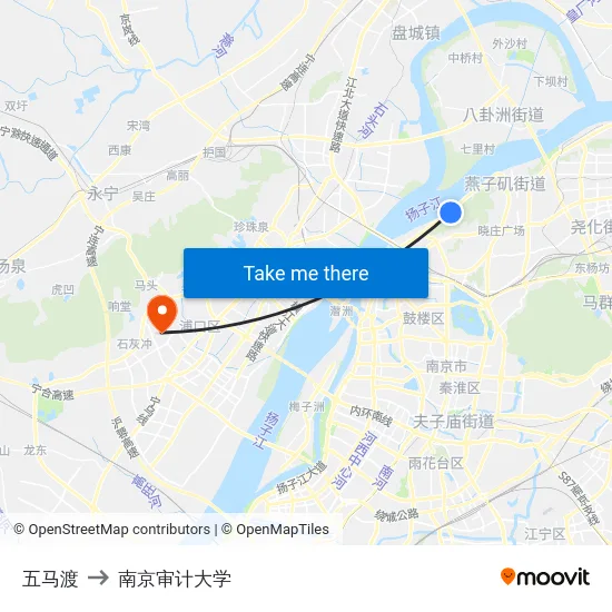 五马渡 to 南京审计大学 map