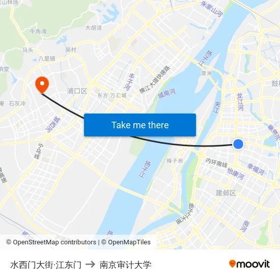 水西门大街·江东门 to 南京审计大学 map