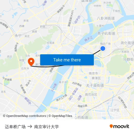 迈皋桥广场 to 南京审计大学 map