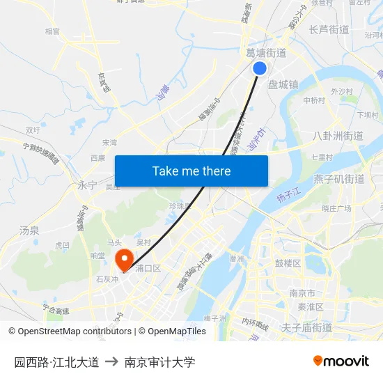 园西路·江北大道 to 南京审计大学 map