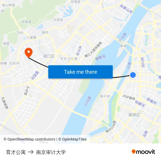 育才公寓 to 南京审计大学 map