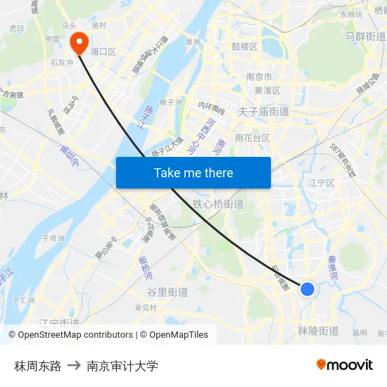 秣周东路 to 南京审计大学 map