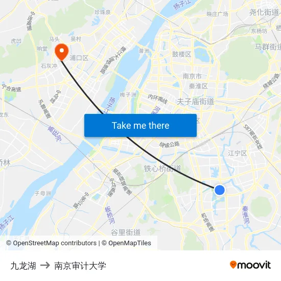 九龙湖 to 南京审计大学 map