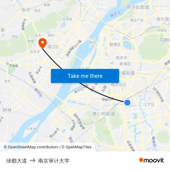 绿都大道 to 南京审计大学 map