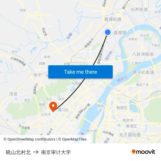 晓山北村北 to 南京审计大学 map