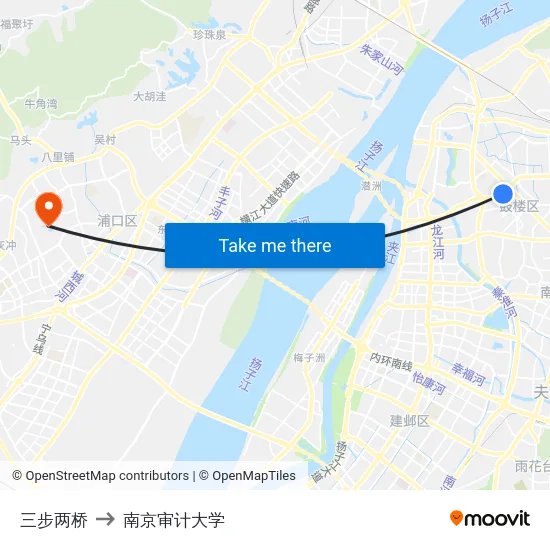 三步两桥 to 南京审计大学 map