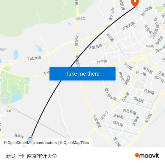 新龙 to 南京审计大学 map