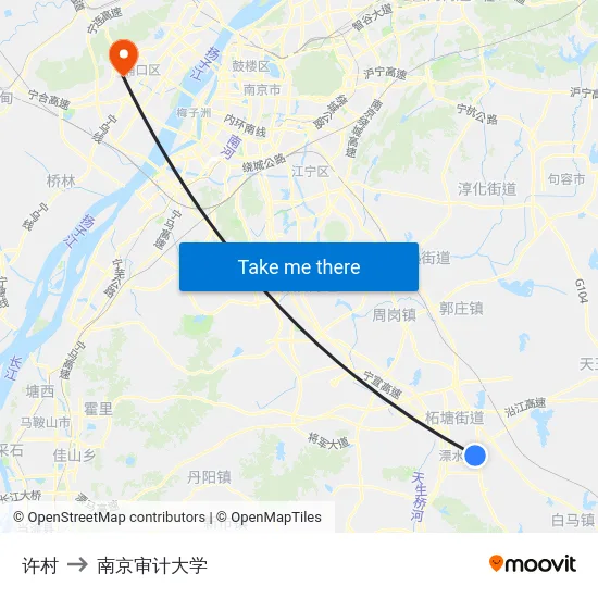 许村 to 南京审计大学 map
