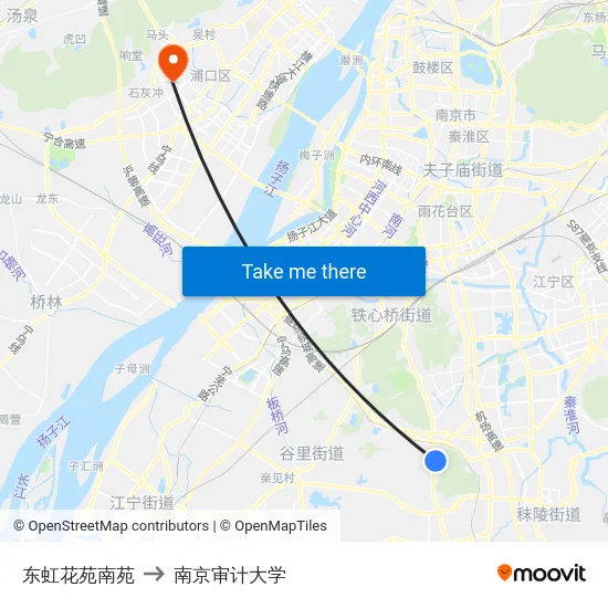 东虹花苑南苑 to 南京审计大学 map