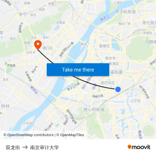 双龙街 to 南京审计大学 map