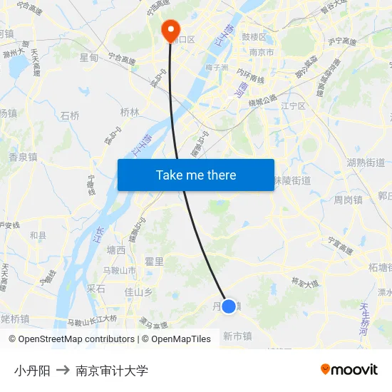 小丹阳 to 南京审计大学 map