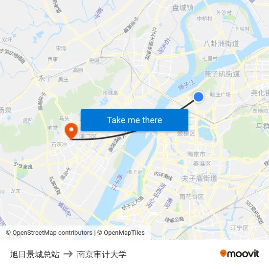 旭日景城总站 to 南京审计大学 map