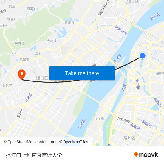 挹江门 to 南京审计大学 map