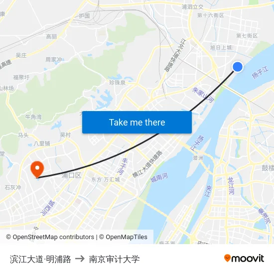 滨江大道·明浦路 to 南京审计大学 map